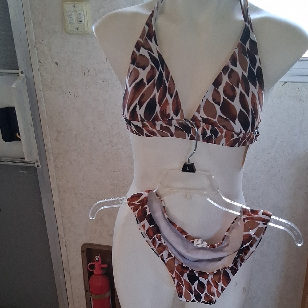 Leopard Print Halter Bikini Set - image 1
